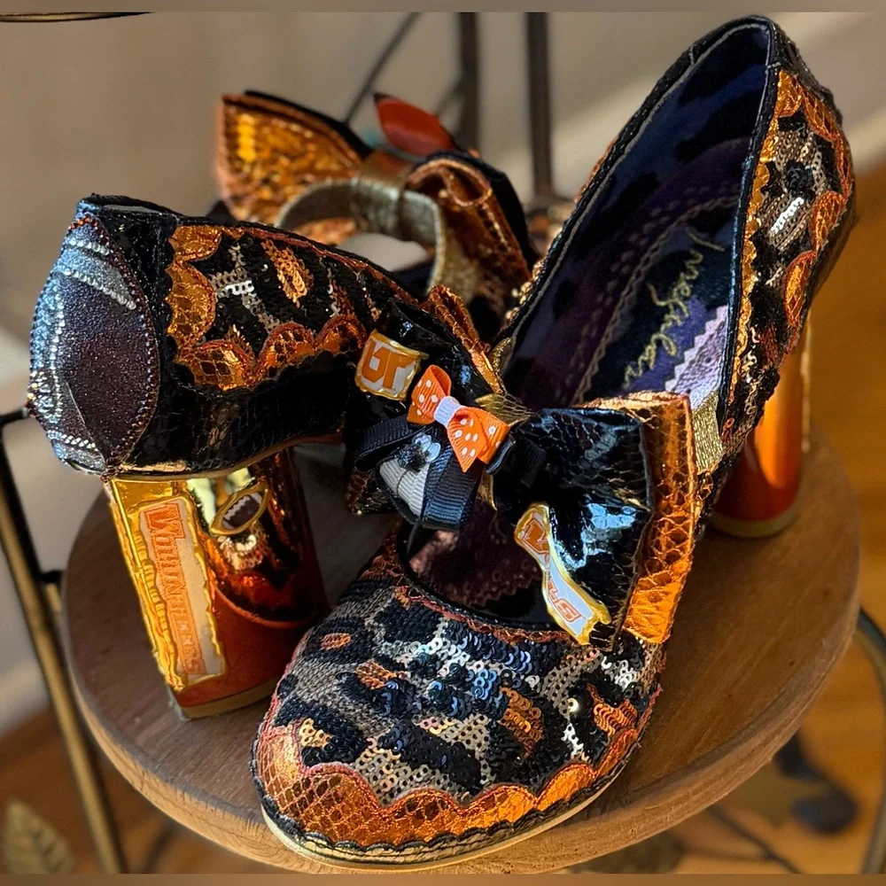 hand embellished statement concept heels University of Tennessee theme, size9/40